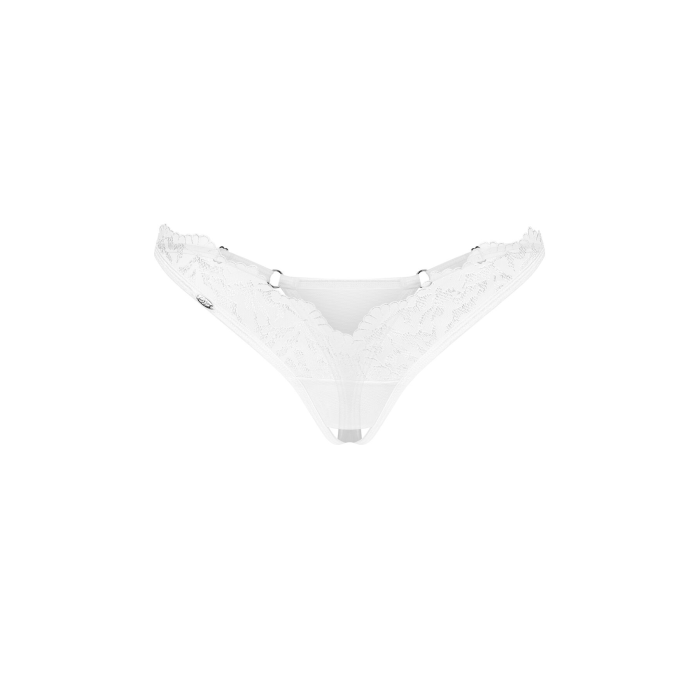Трусики-стрінги з мереживом Obsessive Arrowel White crotchless thong S/M