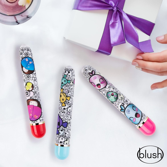 Вібромасажер Дамський пальчик, з яскравим принтом Blush The Collection Play Naughty блакитний