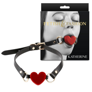 Кляп у вигляді серця NS Novelties Katherine на регульованому ремінці, червоно-чорний