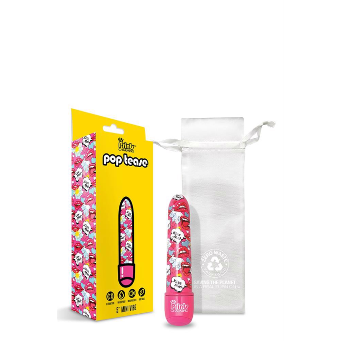 Міні-вібратор Global Novelties Prints Charming Pop Tease з яскравим принтом, кольоровий