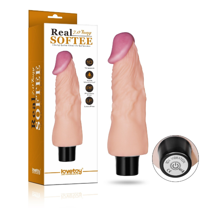 Вібратор реалістичний Lovetoy Real Softee на батарейках, тілесного кольору