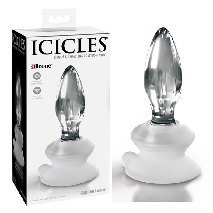 Анальний скляний плаг Pipedream Icicles No. 91 на силіконовій присосці, прозорий