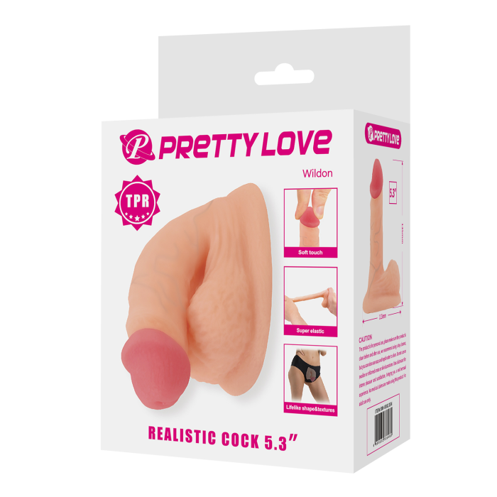 Фалоімітатор протез PRETTY LOVE реалістичний, еластичний, світлий беж, 13 см