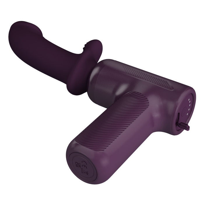 Вібромасажер пістолет Dj Doctor Massage Gun бузковий, 13.6 х 3.9 см
