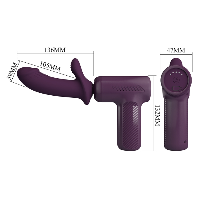 Вібромасажер пістолет Dj Doctor Massage Gun бузковий, 13.6 х 3.9 см