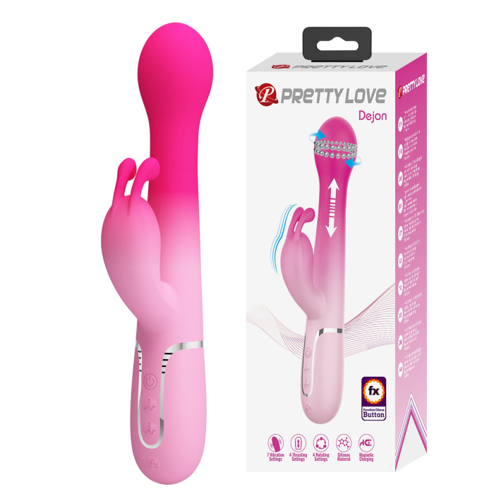 Вібратор-кролик 3 в 1 PRETTY LOVE Dejon вібро, ротація та фрикції, рожевий