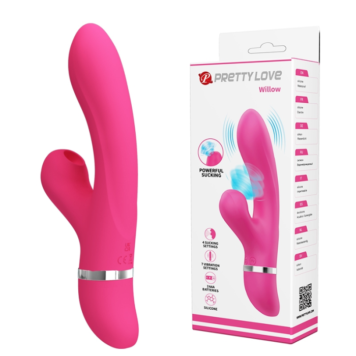 Вібратор-кролик для точки G PRETTY LOVE Willow з вакуумним стимулятором, 20.4 х 3.5 см