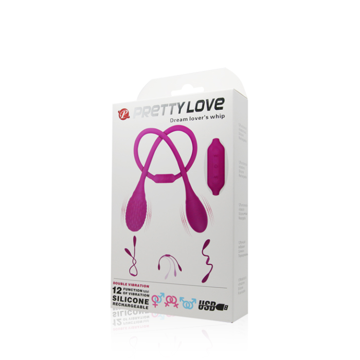 Гнучкий подвійний вібратор PRETTY LOVE з круглими кінцями, 65.5 х 3.2-3.5 см