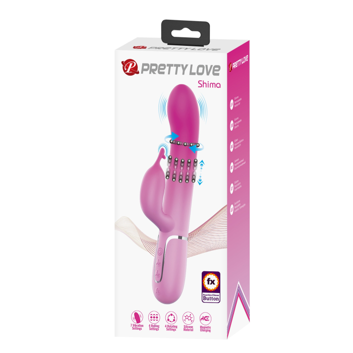 Вібратор-кролик з кульками в корпусі PRETTY LOVE Shima рожевий, 22.6 х 3.4 см
