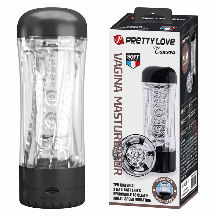 Вібромастурбатор прозорий PRETTY LOVE JAMARA в колбі, прозорий, 19 х 6.5 см