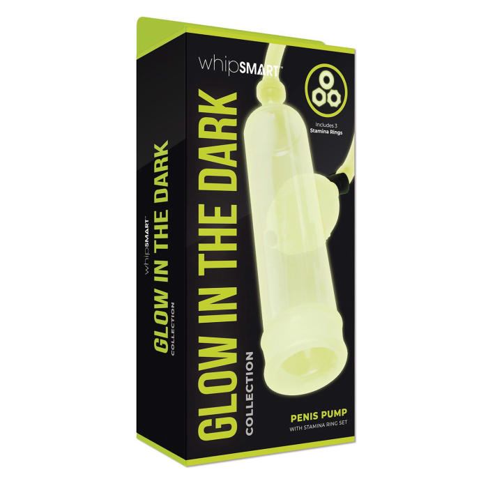 Помпа для члена Whipsmart Glow In The Dark 3 кільця в комплекті, що світиться в темряві, 23.5 см