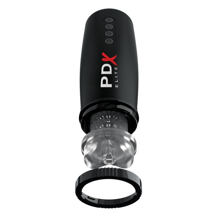 Мастурбатор Pipedream PDX Elite з вібрацією та всмоктуванням, чорний, 22 см
