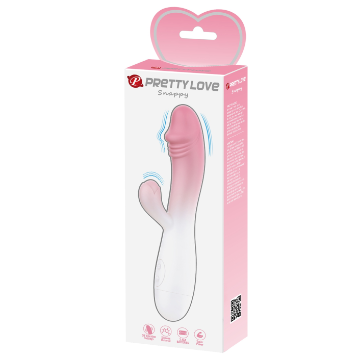 Вібратор-кролик PRETTY LOVE Snappy з реалістичною головкою, рожевий, 19 х 3.2 см
