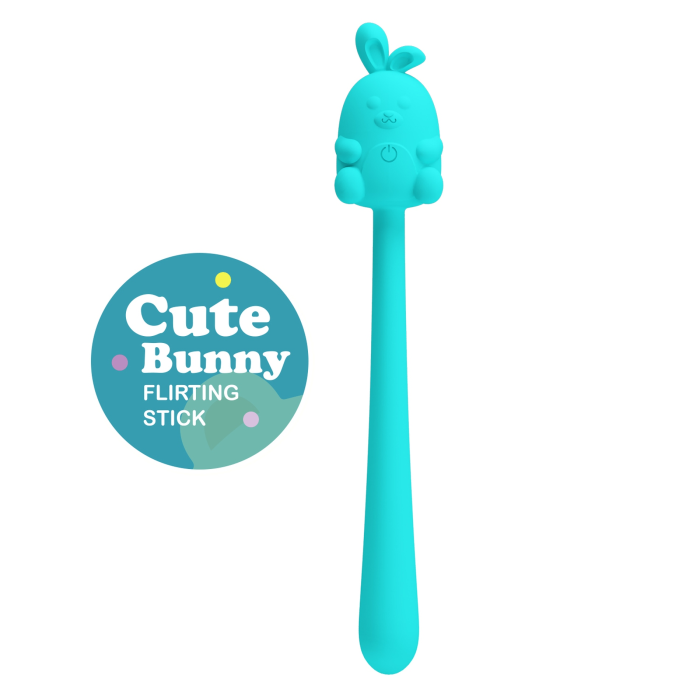 Вібратор на паличці Pretty Love Cute Bunny гнучкий, блакитний, 14.2 х 1.8 см