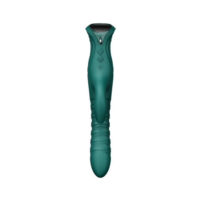 Смарт пульсатор-кролик з вібрацією Zalo Mose 2 Turquoise Green, підігрів до 42 °C, кристал Swarovski