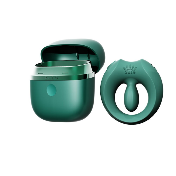 Ерекційне смарт-віброкільце Zalo Apis Turquoise Green, до 4 годин роботи, зарядний кейс