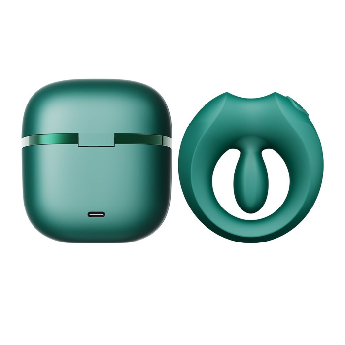 Ерекційне смарт-віброкільце Zalo Apis Turquoise Green, до 4 годин роботи, зарядний кейс