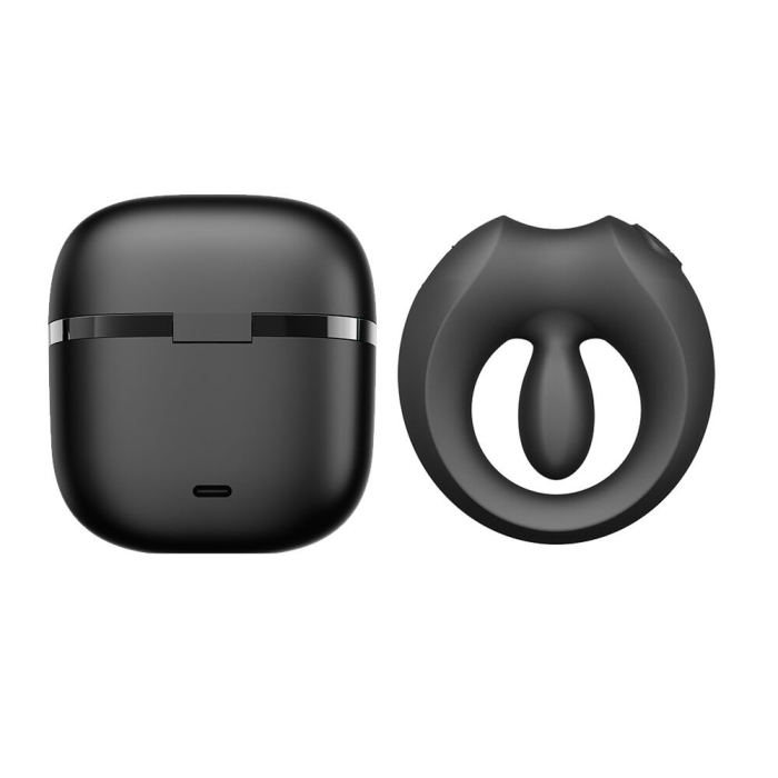 Ерекційне смарт-віброкільце Zalo Apis Obsidian Black, до 4 годин роботи, зарядний кейс