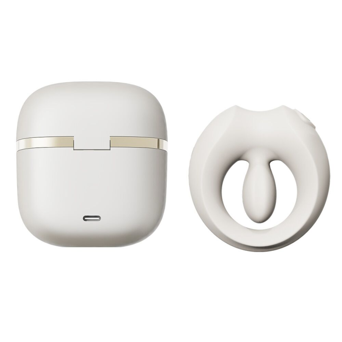 Ерекційне смарт-віброкільце Zalo Apis Ivory White, до 4 годин роботи, зарядний кейс