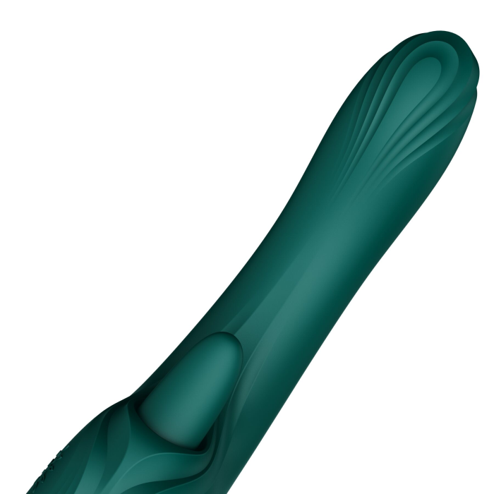 Смарт-вібратор Zalo Ares Turquoise Green, підігрів, 3 мотори, язичок для клітора, стимуляція точки G