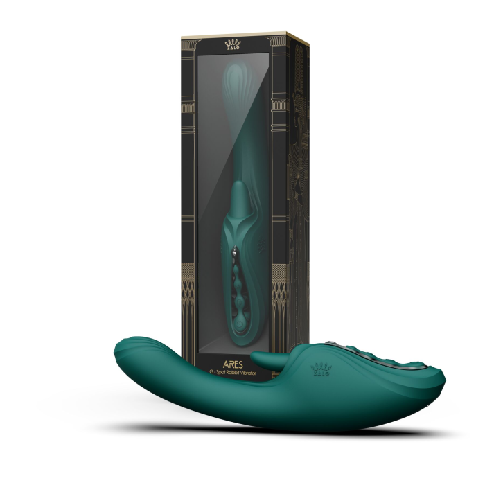 Смарт-вібратор Zalo Ares Turquoise Green, підігрів, 3 мотори, язичок для клітора, стимуляція точки G