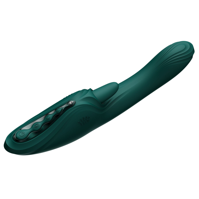 Смарт-вібратор Zalo Ares Turquoise Green, підігрів, 3 мотори, язичок для клітора, стимуляція точки G