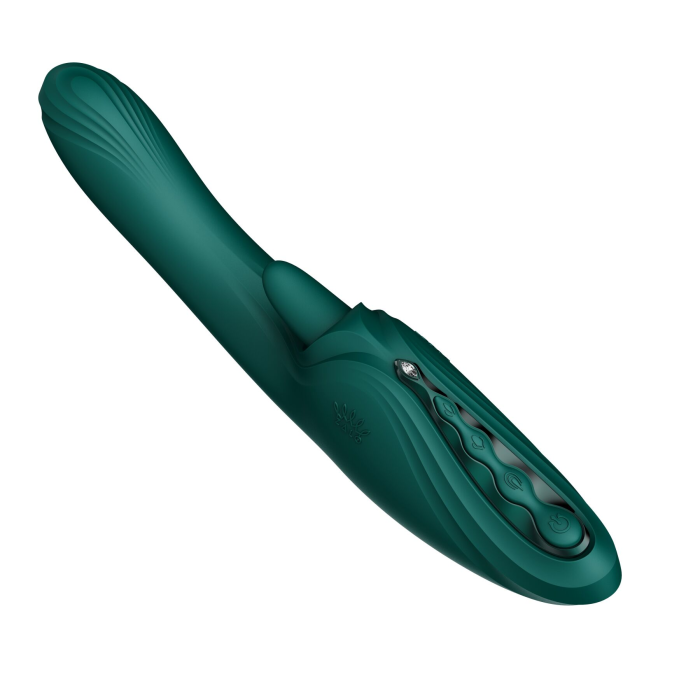 Смарт-вібратор Zalo Ares Turquoise Green, підігрів, 3 мотори, язичок для клітора, стимуляція точки G