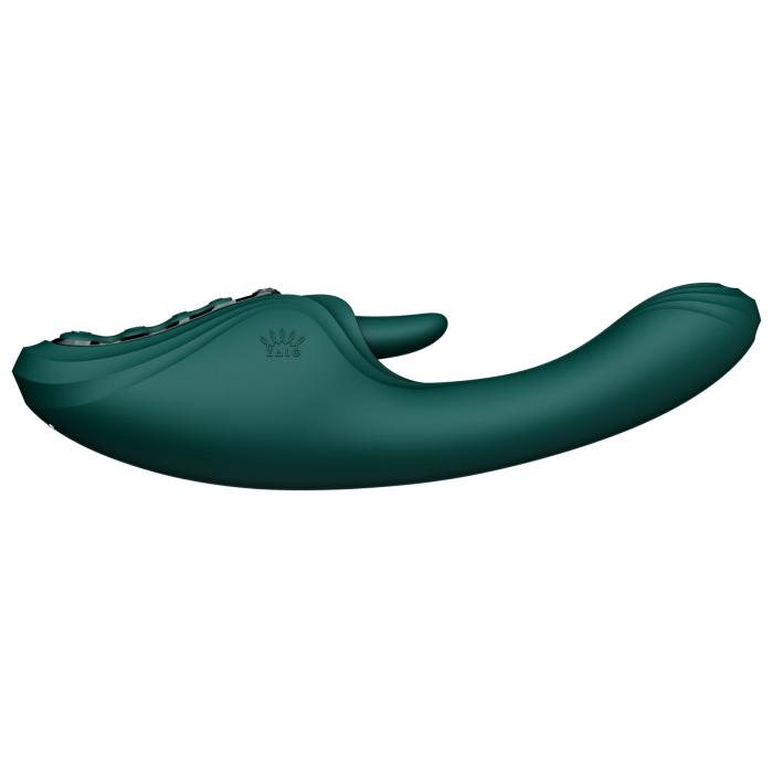 Смарт-вібратор Zalo Ares Turquoise Green, підігрів, 3 мотори, язичок для клітора, стимуляція точки G