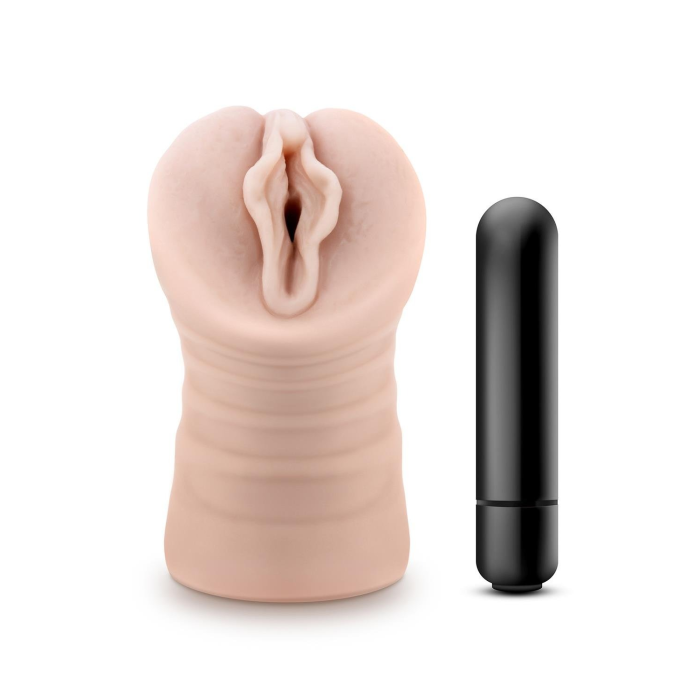 Мастурбатор-вагіна Blush Enlust Destini з віброкулею, бежевий, 11.5 см