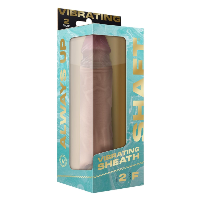 Насадка на пеніс Shaft Vibrating з вібрацією та пультом, бежева, 22.3 см