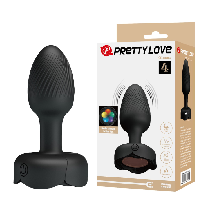 Анальний вібратор PRETTY LOVE Olman з мерехтливим підсвічуванням, 8.8 см