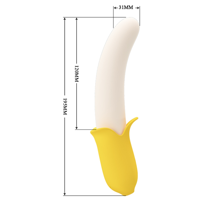 Вібратор у формі банана Pretty Love Banana Geek з фрикціями, 19.5 х 3.1 см