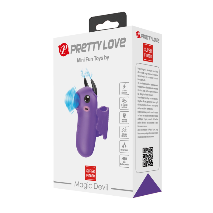 Стимулятор для клітора Pretty Love Magic Devil з смоктанням та електростимуляцією, фіолетовий, 6.9 см