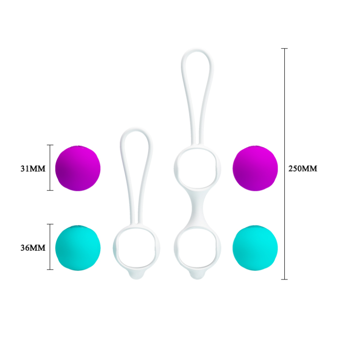 Вагінальні кульки Pretty Love Kegel Ball набір 3 види, фіолетово-бірюзовий