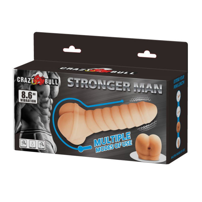 Мастурбатор-насадка Crazy Bull Stronger Man з вібрацією, бежева