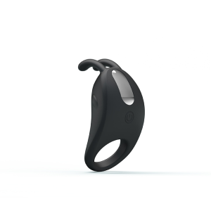 Ерекційне віброкільце Pretty Love Rabbit Vibrator з кліторальною стимуляцією, чорне
