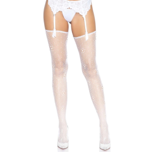 Панчохи Leg Avenue Daisy Dot Fishnet Stockings One Size White