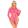 Бодістокінг Leg Avenue Fishnet Garter Harness and Teddy One Size Neon Pink