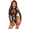 Бодістокінг Leg Avenue Fishnet Garter Harness and Teddy One Size Black
