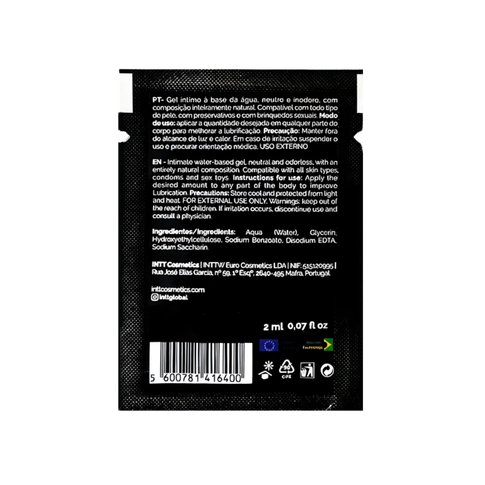 Пробник лубриканта на водній основі Intt My Lube Natural, 2 мл