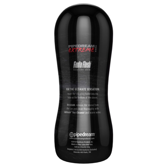 Мастурбатор-рот у чорній колбі Pipedream PDX Elite з вібрацією, тілесний