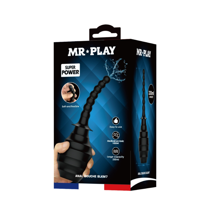 Анальний душ із гнучким носиком Pretty Love MR PLAY у вигляді анального стимулятора, чорний, 330 мл
