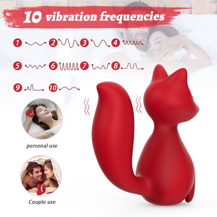 Міні-вібратор кліторальний Every Night Toys Doris у формі лисиці червоний, 10 режимів вібрації