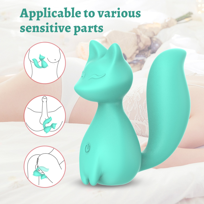 Міні-вібратор кліторальний Every Night Toys Doris у формі лисиці бірюзовий, 10 режимів вібрації