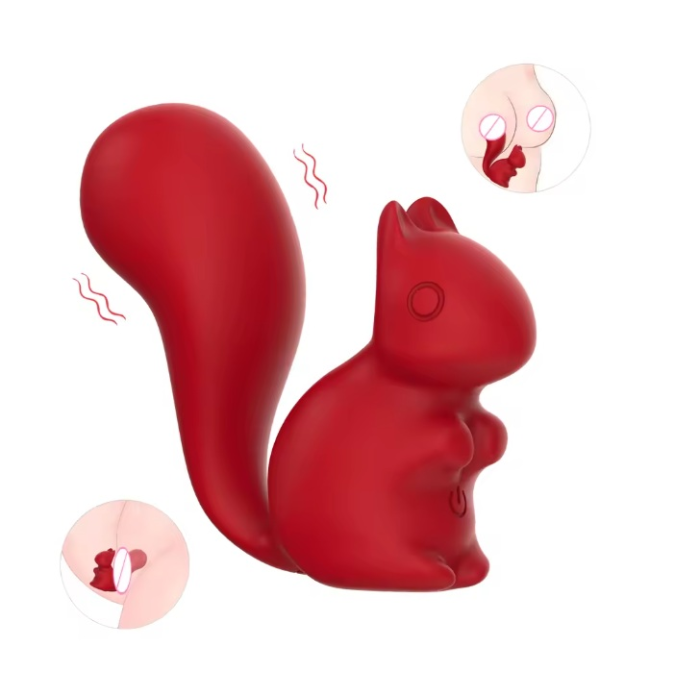 Міні-вібратор кліторальний Every Night Toys Debbie у формі білочки червоний, 10 режимів вібрації