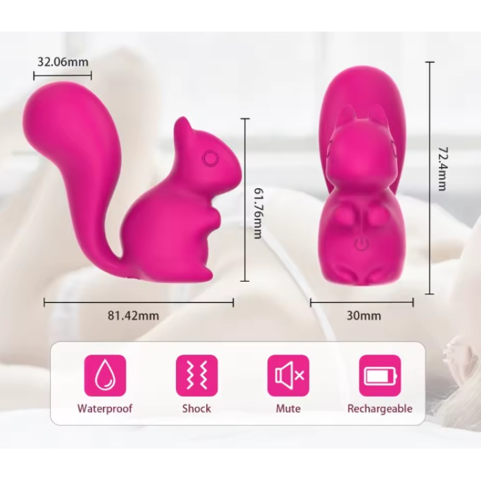 Міні-вібратор кліторальний Every Night Toys Debbie у формі білочки червоний, 10 режимів вібрації
