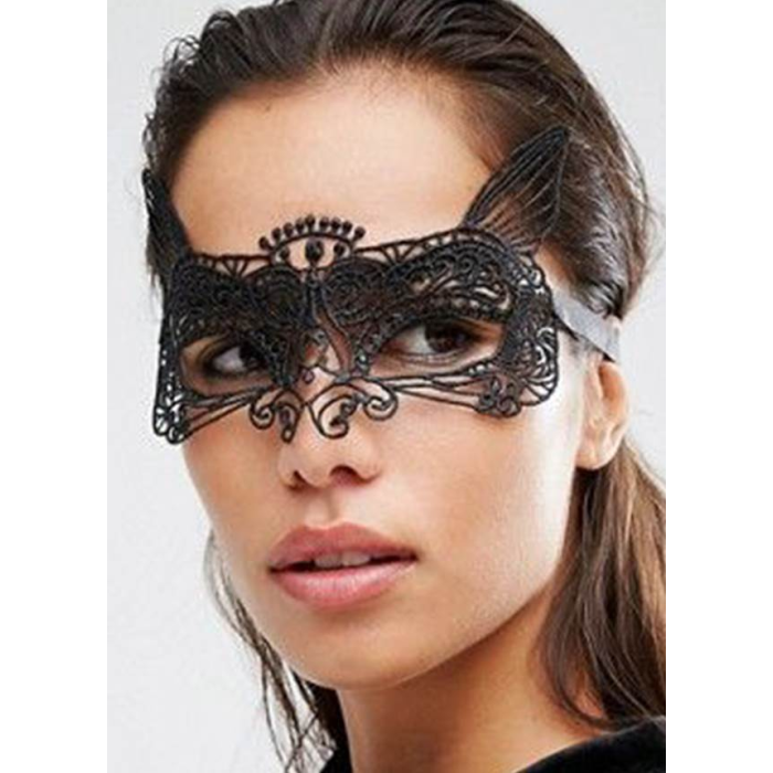 Маски на очі Star Night мереживні з вушками, чорні, 2 шт (без коробки)