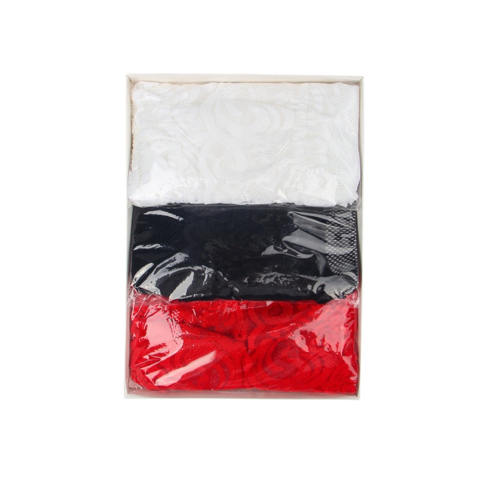 Комплект панчіх Star Night мереживні, чорні, білі, червоні, 3 пари, L-2XL