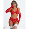 Комплект білизни з рукавичками Star Night мереживний, червоний, XS-S