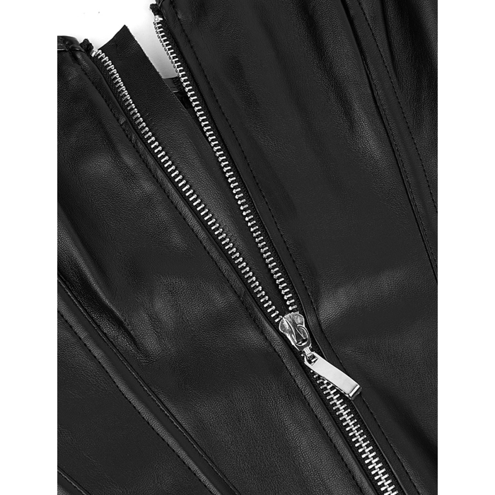 Корсет із застібкою блискавкою Star Night Sexy Leather та шнурівкою, чорний, XS (без коробки)